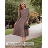 image:imageZESICA Womens Fall Long Sleeve Pleated Midi Sweater Dresses  2026 Fall Winter Clothes Crewneck Soft Knit Fabric Removable Belted Waist High Waist Flowy A Line Wedding Guest DressesKhaki