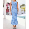image:imageZESICA Womens Floral Mesh Slit Bodycon Wedding Guest Cocktail Midi Dress  2026 Summer Sleeveless Semi Formal Party Elegant Bridal Shower Bridesmaid Sexy Prom Beach Vacation Birthday DressesBlue
