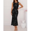 image:imageZESICA Womens Floral Mesh Slit Bodycon Wedding Guest Cocktail Midi Dress  2026 Summer Sleeveless Semi Formal Party Elegant Bridal Shower Bridesmaid Sexy Prom Beach Vacation Birthday DressesDim