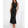 image:imageZESICA Womens Floral Mesh Slit Bodycon Wedding Guest Cocktail Midi Dress  2026 Summer Sleeveless Semi Formal Party Elegant Bridal Shower Bridesmaid Sexy Prom Beach Vacation Birthday DressesDim