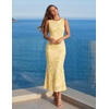 image:imageZESICA Womens Floral Mesh Slit Bodycon Wedding Guest Cocktail Midi Dress  2026 Summer Sleeveless Semi Formal Party Elegant Bridal Shower Bridesmaid Sexy Prom Beach Vacation Birthday DressesYellow