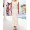 image:imageZESICA Womens Floral Mesh Slit Bodycon Wedding Guest Cocktail Midi Dress  2026 Summer Sleeveless Semi Formal Party Elegant Bridal Shower Bridesmaid Sexy Prom Beach Vacation Birthday DressesApricot