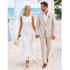 image:imageZESICA Womens Floral Mesh Slit Bodycon Wedding Guest Cocktail Midi Dress  2026 Summer Sleeveless Semi Formal Party Elegant Bridal Shower Bridesmaid Sexy Prom Beach Vacation Birthday DressesWhite