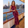 image:imageZESICA Womens Floral Mesh Slit Bodycon Wedding Guest Cocktail Midi Dress  2026 Summer Sleeveless Semi Formal Party Elegant Bridal Shower Bridesmaid Sexy Prom Beach Vacation Birthday DressesWine