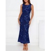 image:imageZESICA Womens Floral Mesh Slit Bodycon Wedding Guest Cocktail Midi Dress  2026 Summer Sleeveless Semi Formal Party Elegant Bridal Shower Bridesmaid Sexy Prom Beach Vacation Birthday DressesNavy