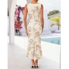 image:imageZESICA Womens Floral Mesh Slit Bodycon Wedding Guest Cocktail Midi Dress  2026 Summer Sleeveless Semi Formal Party Elegant Bridal Shower Bridesmaid Sexy Prom Beach Vacation Birthday DressesAlmond