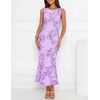 image:imageZESICA Womens Floral Mesh Slit Bodycon Wedding Guest Cocktail Midi Dress  2026 Summer Sleeveless Semi Formal Party Elegant Bridal Shower Bridesmaid Sexy Prom Beach Vacation Birthday DressesPurple