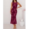 image:imageZESICA Womens Floral Mesh Slit Bodycon Wedding Guest Cocktail Midi Dress  2026 Summer Sleeveless Semi Formal Party Elegant Bridal Shower Bridesmaid Sexy Prom Beach Vacation Birthday DressesWine