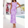image:imageZESICA Womens Floral Mesh Slit Bodycon Wedding Guest Cocktail Midi Dress  2026 Summer Sleeveless Semi Formal Party Elegant Bridal Shower Bridesmaid Sexy Prom Beach Vacation Birthday DressesPurple
