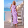 image:imageZESICA Womens Floral Mesh Slit Bodycon Wedding Guest Cocktail Midi Dress  2026 Summer Sleeveless Semi Formal Party Elegant Bridal Shower Bridesmaid Sexy Prom Beach Vacation Birthday DressesPurple