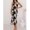 image:imageZESICA Womens Floral Mesh Slit Bodycon Wedding Guest Cocktail Midi Dress  2026 Summer Sleeveless Semi Formal Party Elegant Bridal Shower Bridesmaid Sexy Prom Beach Vacation Birthday DressesBlack