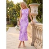 image:imageZESICA Womens Floral Mesh Slit Bodycon Wedding Guest Cocktail Midi Dress  2026 Summer Sleeveless Semi Formal Party Elegant Bridal Shower Bridesmaid Sexy Prom Beach Vacation Birthday DressesPurple