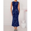image:imageZESICA Womens Floral Mesh Slit Bodycon Wedding Guest Cocktail Midi Dress  2026 Summer Sleeveless Semi Formal Party Elegant Bridal Shower Bridesmaid Sexy Prom Beach Vacation Birthday DressesNavy