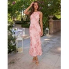 image:imageZESICA Womens Floral Mesh Slit Bodycon Wedding Guest Cocktail Midi Dress  2026 Summer Sleeveless Semi Formal Party Elegant Bridal Shower Bridesmaid Sexy Prom Beach Vacation Birthday DressesPink