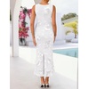 image:imageZESICA Womens Floral Mesh Slit Bodycon Wedding Guest Cocktail Midi Dress  2026 Summer Sleeveless Semi Formal Party Elegant Bridal Shower Bridesmaid Sexy Prom Beach Vacation Birthday DressesWhite