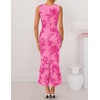 image:imageZESICA Womens Floral Mesh Slit Bodycon Wedding Guest Cocktail Midi Dress  2026 Summer Sleeveless Semi Formal Party Elegant Bridal Shower Bridesmaid Sexy Prom Beach Vacation Birthday DressesRose