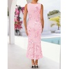 image:imageZESICA Womens Floral Mesh Slit Bodycon Wedding Guest Cocktail Midi Dress  2026 Summer Sleeveless Semi Formal Party Elegant Bridal Shower Bridesmaid Sexy Prom Beach Vacation Birthday DressesLightpink