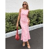 image:imageZESICA Womens Floral Mesh Slit Bodycon Wedding Guest Cocktail Midi Dress  2026 Summer Sleeveless Semi Formal Party Elegant Bridal Shower Bridesmaid Sexy Prom Beach Vacation Birthday DressesLightpink