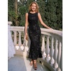 image:imageZESICA Womens Floral Mesh Slit Bodycon Wedding Guest Cocktail Midi Dress  2026 Summer Sleeveless Semi Formal Party Elegant Bridal Shower Bridesmaid Sexy Prom Beach Vacation Birthday DressesDim