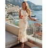 image:imageZESICA Womens Floral Mesh Slit Bodycon Wedding Guest Cocktail Midi Dress  2026 Summer Sleeveless Semi Formal Party Elegant Bridal Shower Bridesmaid Sexy Prom Beach Vacation Birthday DressesAlmond