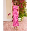 image:imageZESICA Womens Floral Mesh Slit Bodycon Wedding Guest Cocktail Midi Dress  2026 Summer Sleeveless Semi Formal Party Elegant Bridal Shower Bridesmaid Sexy Prom Beach Vacation Birthday DressesRose