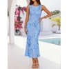 image:imageZESICA Womens Floral Mesh Slit Bodycon Wedding Guest Cocktail Midi Dress  2026 Summer Sleeveless Semi Formal Party Elegant Bridal Shower Bridesmaid Sexy Prom Beach Vacation Birthday DressesBlue