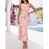 image:imageZESICA Womens Floral Mesh Slit Bodycon Wedding Guest Cocktail Midi Dress  2026 Summer Sleeveless Semi Formal Party Elegant Bridal Shower Bridesmaid Sexy Prom Beach Vacation Birthday DressesPink