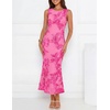 image:imageZESICA Womens Floral Mesh Slit Bodycon Wedding Guest Cocktail Midi Dress  2026 Summer Sleeveless Semi Formal Party Elegant Bridal Shower Bridesmaid Sexy Prom Beach Vacation Birthday DressesRose