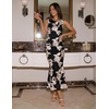 image:imageZESICA Womens Floral Mesh Slit Bodycon Wedding Guest Cocktail Midi Dress  2026 Summer Sleeveless Semi Formal Party Elegant Bridal Shower Bridesmaid Sexy Prom Beach Vacation Birthday DressesBlack