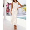 image:imageZESICA Womens Floral Mesh Slit Bodycon Wedding Guest Cocktail Midi Dress  2026 Summer Sleeveless Semi Formal Party Elegant Bridal Shower Bridesmaid Sexy Prom Beach Vacation Birthday DressesApricot