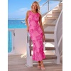 image:imageZESICA Womens Floral Mesh Slit Bodycon Wedding Guest Cocktail Midi Dress  2026 Summer Sleeveless Semi Formal Party Elegant Bridal Shower Bridesmaid Sexy Prom Beach Vacation Birthday DressesRose