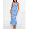 image:imageZESICA Womens Floral Mesh Slit Bodycon Wedding Guest Cocktail Midi Dress  2026 Summer Sleeveless Semi Formal Party Elegant Bridal Shower Bridesmaid Sexy Prom Beach Vacation Birthday DressesBlue