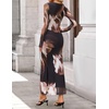 image:imageZESICA Womens Long Sleeve Floral Side Slit Bodycon Maxi Dresses  Crewneck Slim Fit Ruched Lined Mesh 2026 Fall Boho Trendy Formal Wedding Guest Cocktail Party Casual Going Out VacationBrown