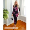 image:imageZESICA Womens Long Sleeve Floral Side Slit Bodycon Maxi Dresses  Crewneck Slim Fit Ruched Lined Mesh 2026 Fall Boho Trendy Formal Wedding Guest Cocktail Party Casual Going Out VacationPurple