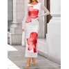 image:imageZESICA Womens Long Sleeve Floral Side Slit Bodycon Maxi Dresses  Crewneck Slim Fit Ruched Lined Mesh 2026 Fall Boho Trendy Formal Wedding Guest Cocktail Party Casual Going Out VacationWhite