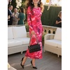 image:imageZESICA Womens Long Sleeve Floral Side Slit Bodycon Maxi Dresses  Crewneck Slim Fit Ruched Lined Mesh 2026 Fall Boho Trendy Formal Wedding Guest Cocktail Party Casual Going Out VacationRose