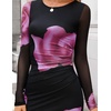 image:imageZESICA Womens Long Sleeve Floral Side Slit Bodycon Maxi Dresses  Crewneck Slim Fit Ruched Lined Mesh 2026 Fall Boho Trendy Formal Wedding Guest Cocktail Party Casual Going Out VacationPurple