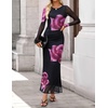 image:imageZESICA Womens Long Sleeve Floral Side Slit Bodycon Maxi Dresses  Crewneck Slim Fit Ruched Lined Mesh 2026 Fall Boho Trendy Formal Wedding Guest Cocktail Party Casual Going Out VacationPurple
