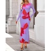 image:imageZESICA Womens Long Sleeve Floral Side Slit Bodycon Maxi Dresses  Crewneck Slim Fit Ruched Lined Mesh 2026 Fall Boho Trendy Formal Wedding Guest Cocktail Party Casual Going Out VacationViolets