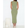 image:imageZESICA Womens Summer Sleeveless Ribbed Knit Bodycon Midi Dresses  Casual Striped Square Neck Slim Fit Sundress Comfy Soft Stretch Long Tank Dresses Daily Beach Vacation Outfits ClothesOlivegreen