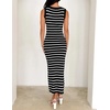 image:imageZESICA Womens Summer Sleeveless Ribbed Knit Bodycon Midi Dresses  Casual Striped Square Neck Slim Fit Sundress Comfy Soft Stretch Long Tank Dresses Daily Beach Vacation Outfits ClothesBlack