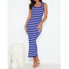 image:imageZESICA Womens Summer Sleeveless Ribbed Knit Bodycon Midi Dresses  Casual Striped Square Neck Slim Fit Sundress Comfy Soft Stretch Long Tank Dresses Daily Beach Vacation Outfits ClothesRoyalblue