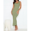 image:imageZESICA Womens Summer Sleeveless Ribbed Knit Bodycon Midi Dresses  Casual Striped Square Neck Slim Fit Sundress Comfy Soft Stretch Long Tank Dresses Daily Beach Vacation Outfits ClothesOlivegreen