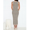image:imageZESICA Womens Summer Sleeveless Ribbed Knit Bodycon Midi Dresses  Casual Striped Square Neck Slim Fit Sundress Comfy Soft Stretch Long Tank Dresses Daily Beach Vacation Outfits ClothesApricot