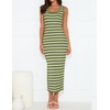 image:imageZESICA Womens Summer Sleeveless Ribbed Knit Bodycon Midi Dresses  Casual Striped Square Neck Slim Fit Sundress Comfy Soft Stretch Long Tank Dresses Daily Beach Vacation Outfits ClothesOlivegreen