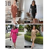 image:imageZESICA Womens V Neck 2026 Fall Sweater Dress  Bodycon Slimming Long Sleeve Ribbed Knit Tie Waist Classy Holiday Work Office Winter Midi DressesPink