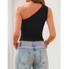 image:imageZESICA Womens 2026 Summer One Shoulder Sleeveless Floral Going Out Tops  Slim Fitted Off Shoulder Shirts Asymmetrical Neck Top Cute Trendy Fashion Tee Shirt Elegant Y2k OutfitsSolidblack