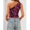 image:imageZESICA Womens 2026 Summer One Shoulder Sleeveless Floral Going Out Tops  Slim Fitted Off Shoulder Shirts Asymmetrical Neck Top Cute Trendy Fashion Tee Shirt Elegant Y2k OutfitsRose