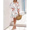 image:imageZESICA Womens Fall Floral Long Sleeve Wedding Guest Mini Dress  With Pockets V Neck ALine Ruched Waist Double Lined Flowy Short Dress Going Out OutfitsIvory