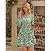 image:imageZESICA Womens Fall Floral Long Sleeve Wedding Guest Mini Dress  With Pockets V Neck ALine Ruched Waist Double Lined Flowy Short Dress Going Out OutfitsGreen